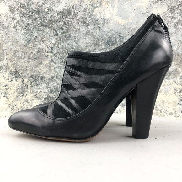 Modern Vintage Women's Size 39 Lil Ro Black Leather Pointed Toe Ankle Booties - Picture 5 of 12